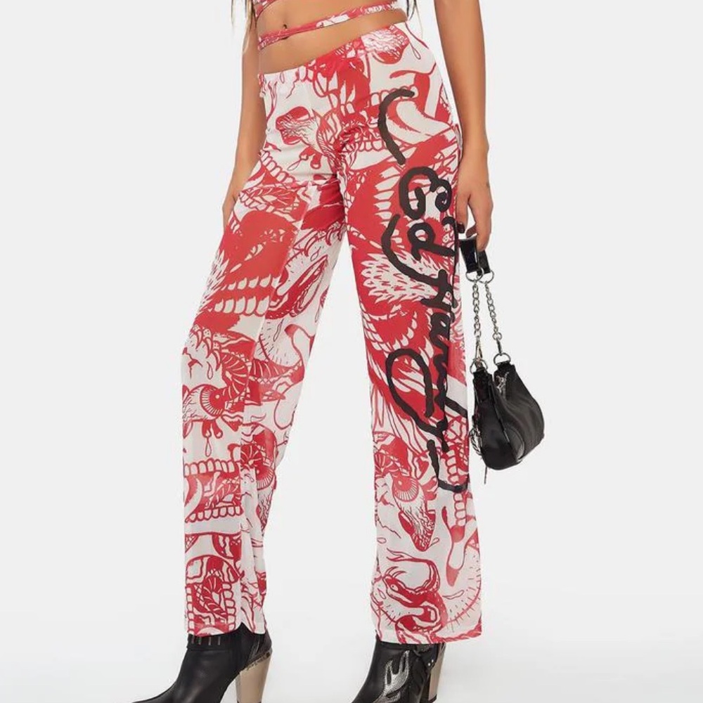🆕 Ed Hardy skull mesh flare pants